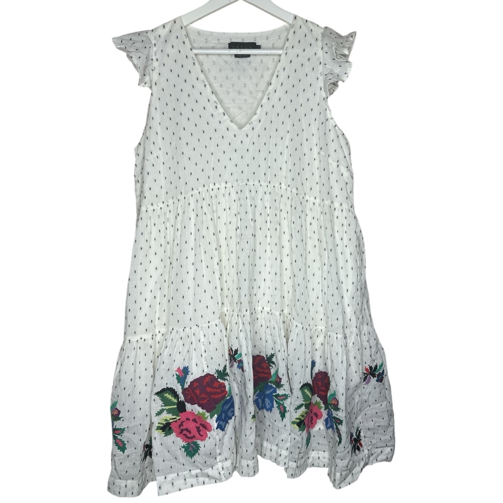 Hatch Maternity Floral Embroidered White Dress Size 1 (2-4)